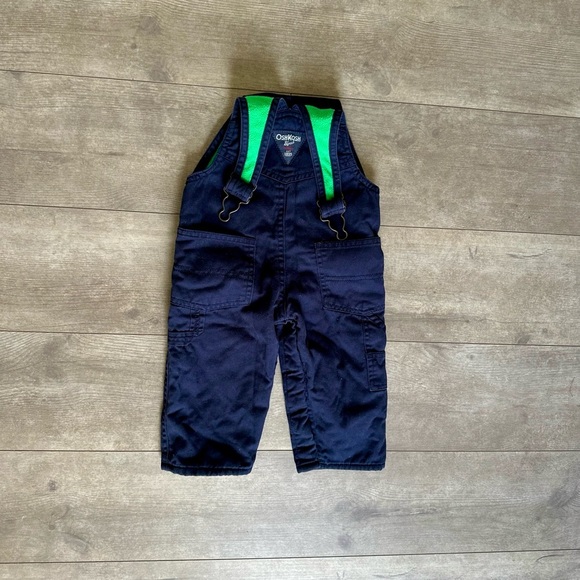 Y2k Baby OshKosh Overalls Vestbak Soft Flannel Fleece Lined - baby boy Size 9 M - Picture 6 of 7